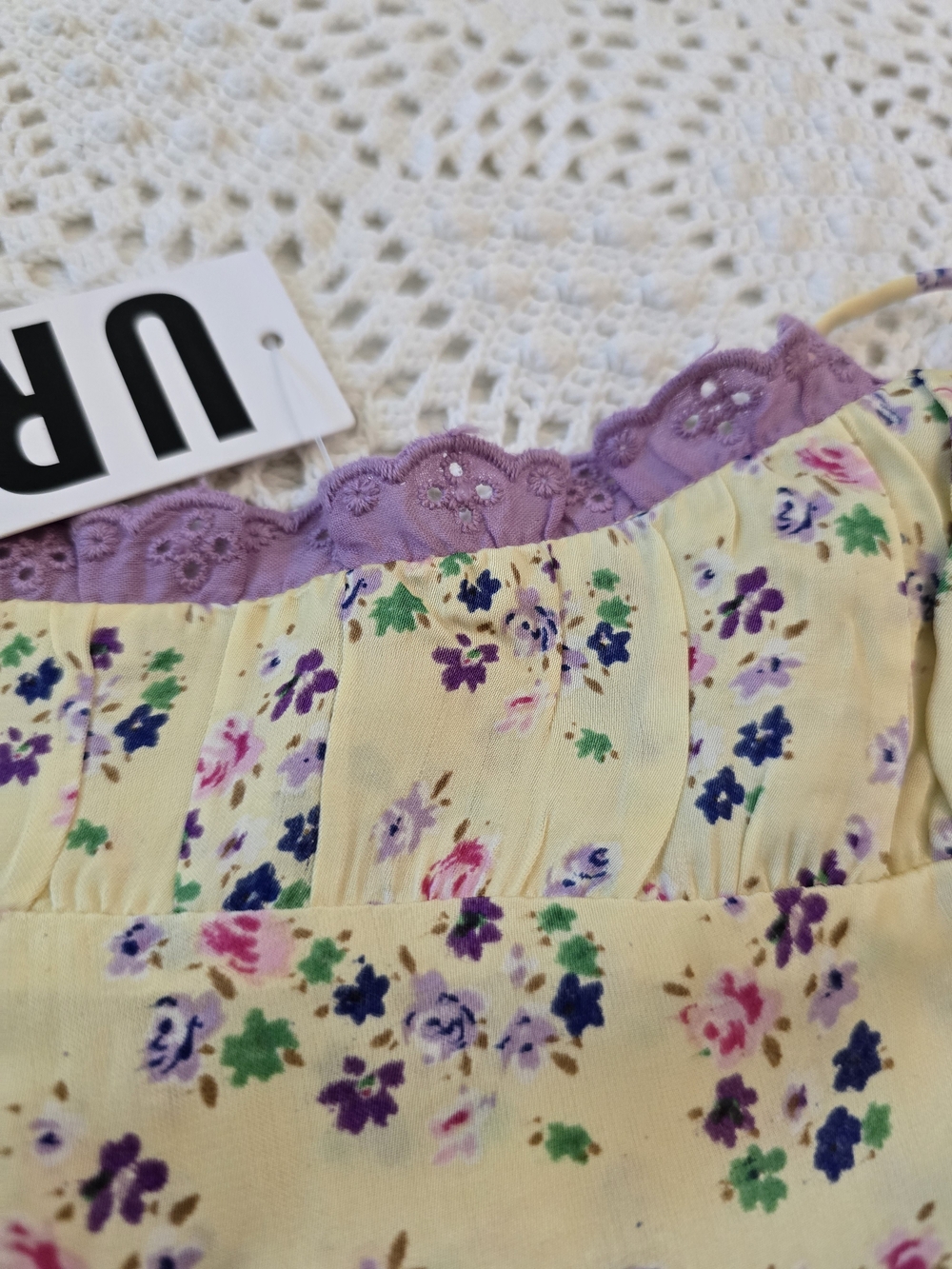 Urban Outfitters Yellow Floral Lace-Trim Slip Dress - Picture 2 of 5